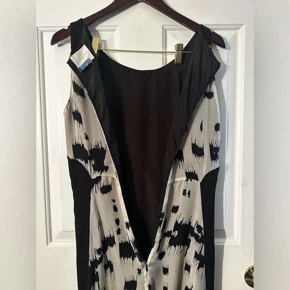 LINE & DOT Anthropologie Retro SILK Sleeveless Maxi Dress L Splash Autumn Spooky - Picture 6 of 12